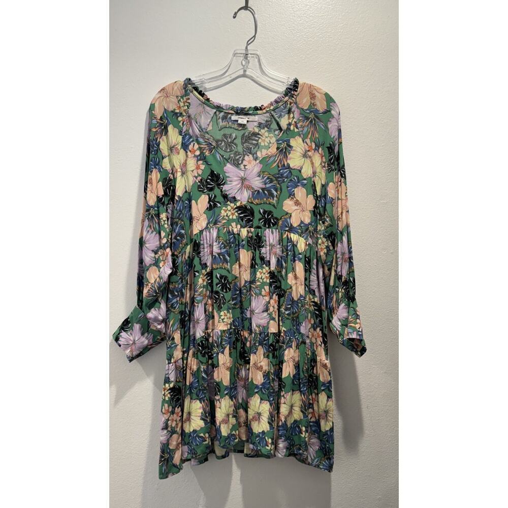 O’Neill‎ Size XS Merla Dress Hawaiian Print Floral V Neck Tiered Tropical Travel